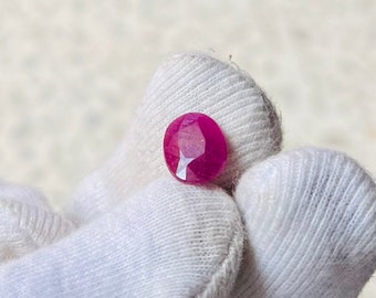 RUBY DE SANGRE DE PALOMA-Rubí africano natural sin calentar, corte ovalado, 4,10 quilates, piedra preciosa suelta facetada de rubí africano rojo, rubí rojo certificado.