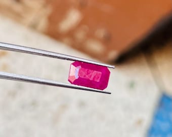 3.70 cts Ruby 100% Natural IGITL Certified Unheated Untreated Faceted Emerald Cut 3.70CT Rectangle Red Magenta AAA+ African Ruby Ring.