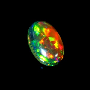 AAAAA Grade Natural Black Opal Cabochon Gemstone+Welo Fire Black Opal+ Handmade Oval Shape Opal+October Birthstone Gemstone, Size 13x9x6 MM.
