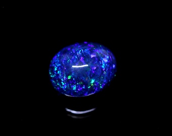 AAAAA+  Blue fire Ethiopian Black Opal Oval - loose black opal gemstone -11x8x6 mm October Birthstone Gemstone.