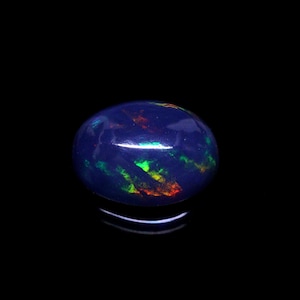 AAAAA Grade Natural Black Opal Cabochon Gemstone+Welo Fire Black Opal+ Handmade Oval Shape Opal+October Birthstone Gemstone, Size 10x8 MM.