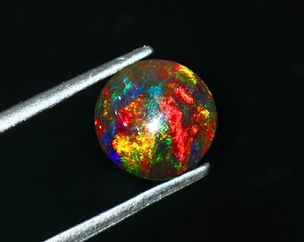 8mm Opal Round cabochon- Natural Black Ethiopian Fire opal- Black Opal - Welo fire opal - October birthstone - Opal Stone-Opal Cabochon.