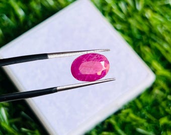 Natuurlijke robijn | Losse robijn | Roze robijn | Afrikaanse robijn | Losse robijn | onverwarmde, onbehandelde ovale robijnrode edelsteen voor sieraden, afmeting: 11 x 8 x 3 mm