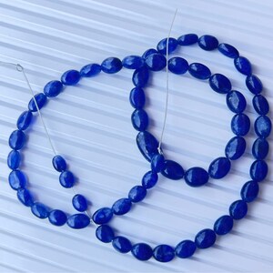 Oval Blue Sapphire Stone Beads, 100%Natural Blue Sapphire Gemstone Beads Making Jewelry , Top Quality Blue Sapphire Beads strand &quot;