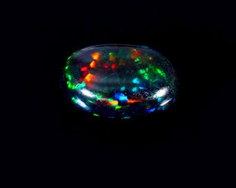 AAAAA Grade Natural Black Opal Cabochon Gemstone+Welo Fire Black Opal+ Handmade Oval Shape Opal+October Birthstone Gemstone, Size 13x9x4 MM.