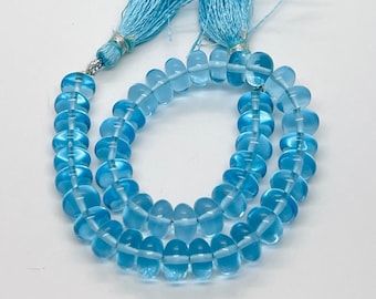 AAA+ Quality~Sky Blue Topaz quartz Smooth Beads Natural Light Blue Topaz Gemstone Beads Blue Topaz Smooth Rondelle Beads,Swiss Topaz.