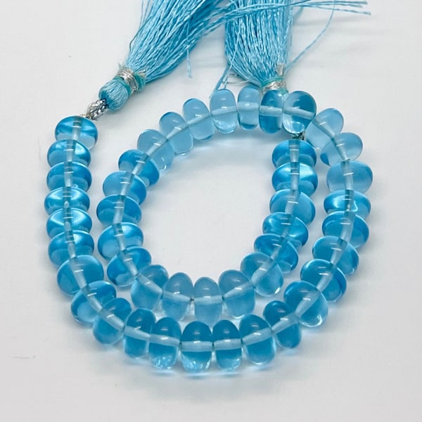 AAA+ Quality~Sky Blue Topaz quartz Smooth Beads Natural Light Blue Topaz Gemstone Beads Blue Topaz Smooth Rondelle Beads,Swiss Topaz.