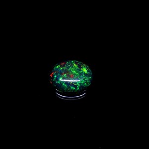 AAAAA Grade Natural Black Opal Cabochon Gemstone+Welo Fire Black Opal+ Handmade Oval Shape Opal+October Birthstone Gemstone, Size 11x9 MM.