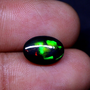 Natural Black Opal For Beautifull Ring- Rainbow Multi Fire Eithiopian Black Opal Size 12x8x4 mm,2.10 Ct October Birthstone- Ring Size Opal .