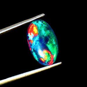 AAAAA Grade Natural Black Opal Cabochon Gemstone +Welo Fire Black Opal+ Handmade Oval Shape Opal+October Birthstone Gemstone, Size 15x10 MM.