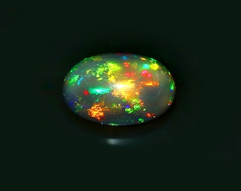 Natural Black Opal oval Cabochon 3.00 Carat 12x9  MM  oval Shape Black Opal Gemstone- Black Opal - Welo fire opal - October birthstone -Gift