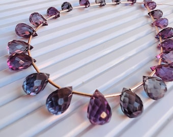 AAA+ Alexandrite Smooth teardrops blue/Purple color changing beads for jewelry making. Bead...