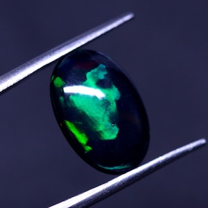 AAAAA Grade Natural Black Opal Cabochon Gemstone+Welo Fire Black Opal+Handmade Oval Shape Opal+October Birthstone Gemstone, Size 15x10 mm.