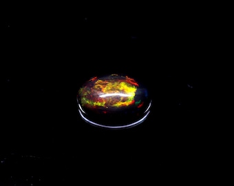 AAAAA Grade Natural Black Opal Cabochon Gemstone+Welo Fire Black Opal+ Handmade Oval Shape Opal+October Birthstone Gemstone, Size 15x9 MM.