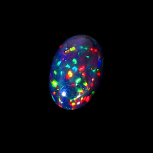 AAAAA Grade Natural Black Opal Cabochon Gemstone+Pin Fire Black Opal+ Handmade Oval Shape Opal+October Birthstone Gemstone, Size 15x9x6 mm.