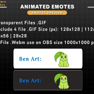 Puede incluir: Emotes animados para Twitch con una criatura verde con una expresi&oacute;n triste. Los emotes est&aacute;n disponibles en cuatro tama&ntilde;os diferentes: 128x128, 112x112, 56x56 y 28x28 p&iacute;xeles. Los emotes tambi&eacute;n est&aacute;n disponibles en un formato webm de 1000x1000 p&iacute;xeles para usar en OBS.