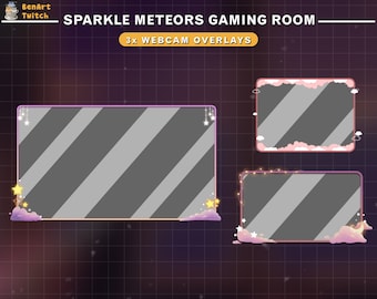 3x Animated Webcam Overlay Galaxy, Star, Cloud, Night Sky Twitch Webcam Borders