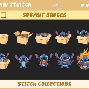 Stitch twitch Sub badges, Cute Stitch Emotes, Ready To Use for Twitch, chat emotes, discord