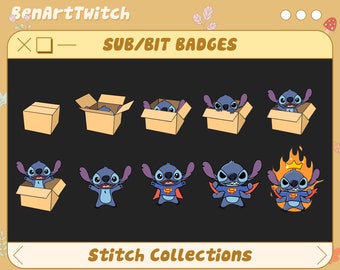 Stitch twitch Sub badges, Cute Stitch Emotes, Ready To Use for Twitch, chat emotes, discord