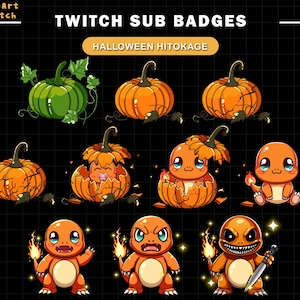 Pumpkin Hitokage Twitch Sub Badges, Halloween Sub Badges for Streamers, YouTubers & Discord