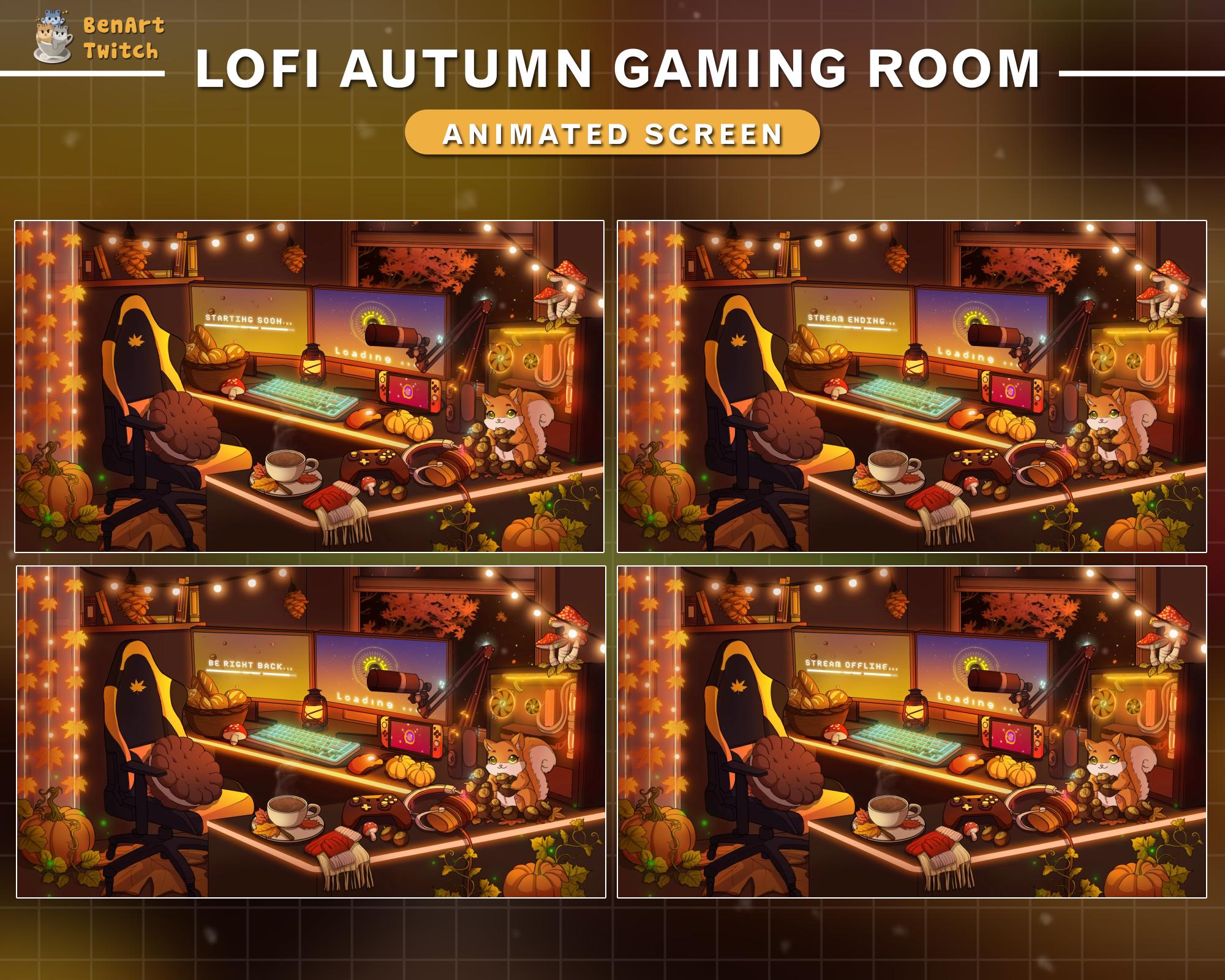 Animated Stream Screens Fall Squirrel Gaming Room, Autumn Twitch ...