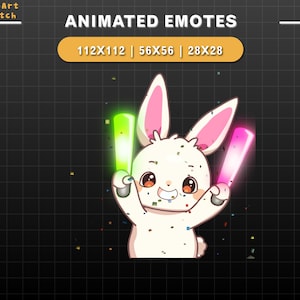 Animierte Twitch Emote Süßer Hase Jubeln, Kaninchen Twitch Emotes, süße Emotes für Youtube, Discord
