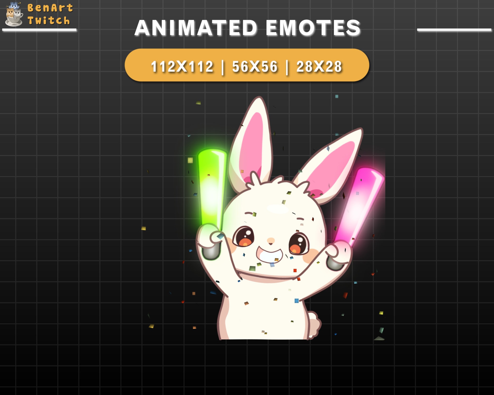 Animated Twitch Emote Cute Bunny Cheering, Rabbit Twitch Emotes, Cute ...