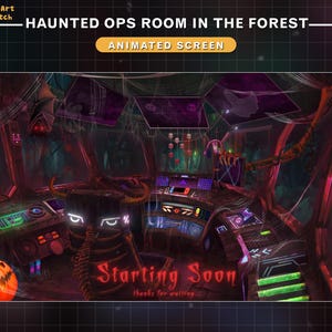 Animated Twitch Screens Haunted Forest Ops Room, Animated Spooky PC Room Twitch Overlay, Horror Stream Overlay, Halloween Haunted Gaming