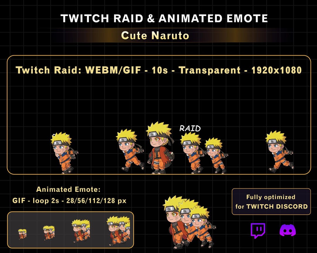 Animated Naruto Twitch Raid Alert, Naruto Twitch Emotes for Streamers ...
