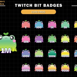 20x Cute Frog Twitch Sub Bit Badges, Frog Twitch Sub Badges, Complete Twitch Bit Badges Set, Twitch Subscribe Package, Number Bit Badges