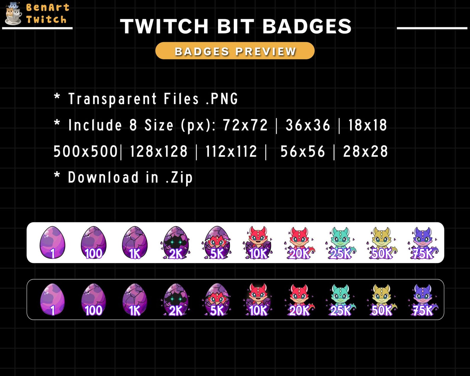 Dragon Evolution Twitch Bit Badges, Bit Tier Badges, Numbers Bit Badge ...