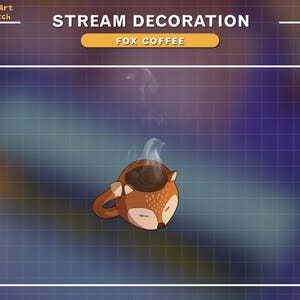 Animated Coffee Fox Stream Decoration, Autumn Twitch Decoration