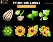 Sunflower Twitch Sub Badges, Kawaii Flower Twitch Badges for Streamers, YouTubers & Discord