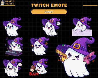 Lindos emoticones de fantasmas para Twitch, emoticones para transmisión de Halloween, listos para usar en Twitch, emoticones de chat