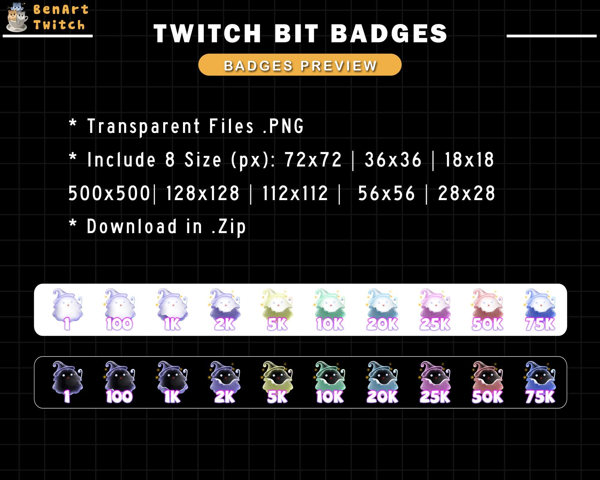 30x Cute Liquid Ghost Twitch Sub Bit Badges, Complete Twitch Bit Badges ...