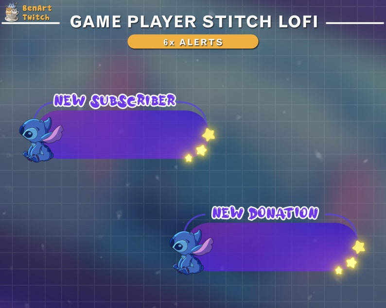Animated Twitch Alerts Cute Stitch, Stitch Stream Alerts, Stitch Twitch