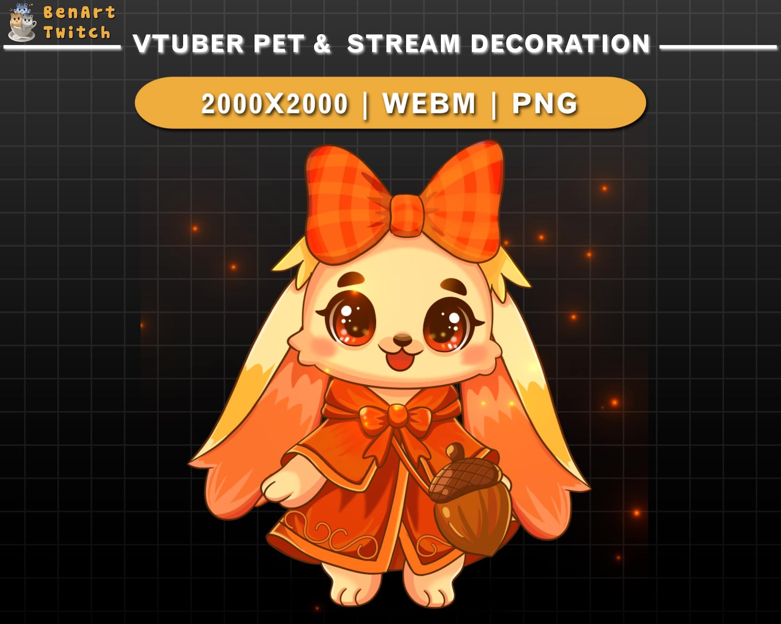 Vtuber Rabbit Butler Animated Rabbit Vtuber Pet, Cute Bunny Stream Decoration With Fall ...