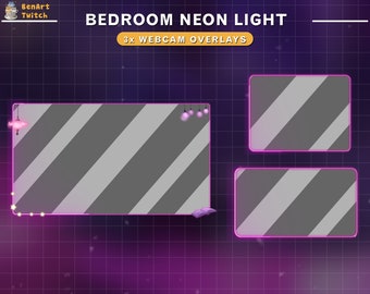 3x geanimeerde paarse neon-webcam-overlay, Twitch-webcamranden