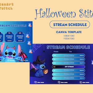 Halloween Stitch Vibes Stream Schedule, Vtuber Schedule, Simple Weekly Schedule For Streamers, Easy edit on CANVA