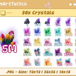 30x Crystals Twitch Sub Bit Badges, Gem Stone Sub Badges, Complete ...