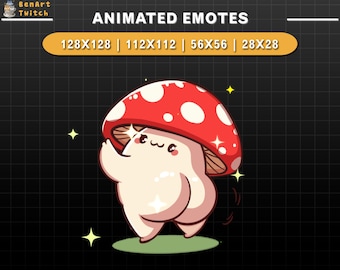 Animated Twitch Emote Mushroom Dancing, Fall Twitch Emotes, Autumn Emotes For Youtube, Discord