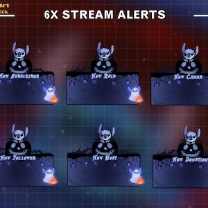 Animated Twitch Alerts Halloween Cute Stitch, Stitch Stream Alerts, Stitch Twitch Overlay for Streamer, Vtuber