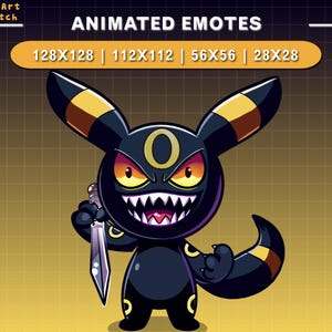 Animated Twitch Emote Umbreon Assasin, Umbreon Twitch Emotes, Halloween Emotes For Youtube, Discord