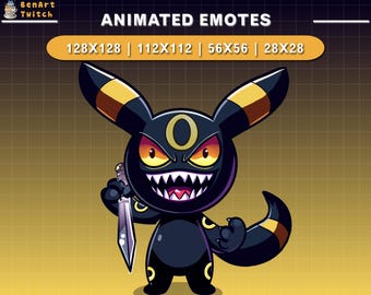 Emote animado de Twitch Umbreon Assasin, Emotes de Twitch de Umbreon, Emotes de Halloween para YouTube, Discord
