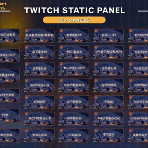 Puede incluir: Un conjunto de 35 paneles est&aacute;ticos de Twitch con un tema invernal. Cada panel presenta un tema diferente, como YouTube, Suscriptor, Reddit, KO-FI, Emojis, Lista de deseos, Stream, Apartado de correos, Instagram, Donar, Sitio web, Especificaciones, Lista de reproducci&oacute;n, Metas, Discord, Redes sociales, Patreon, Juegos, Cr&eacute;ditos, Twitter, Tienda, Otros, Preguntas frecuentes, Contacto, Propina, Horario, Mercanc&iacute;a, Facebook, Comandos, TikTok, Reglas, Enlaces, Etsy y Acerca de m&iacute;.