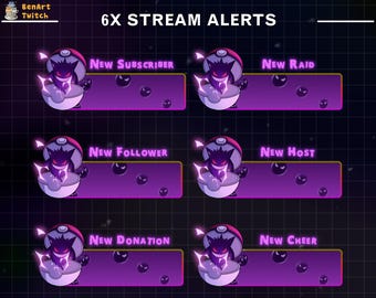 Avviso di Gengar su Twitch - Avviso di streaming animato di Gengar, sovrapposizione di Twitch, sovrapposizione di streaming