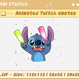 Geanimeerde Twitch Emote Stitch Juichen, Stitch Twitch Emotes, Leuke Emotes voor YouTube, Discord
