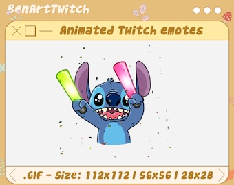 Animated Twitch Emote Stitch Cheering, Stitch Twitch Emotes, Cute Emotes For Youtube, Discord