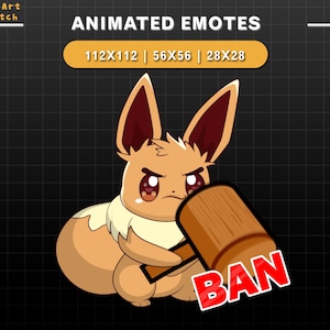 Geanimeerde Twitch-emote Eevee BAN, Pokemon Twitch-emotes, schattige emotes voor YouTube, Discord