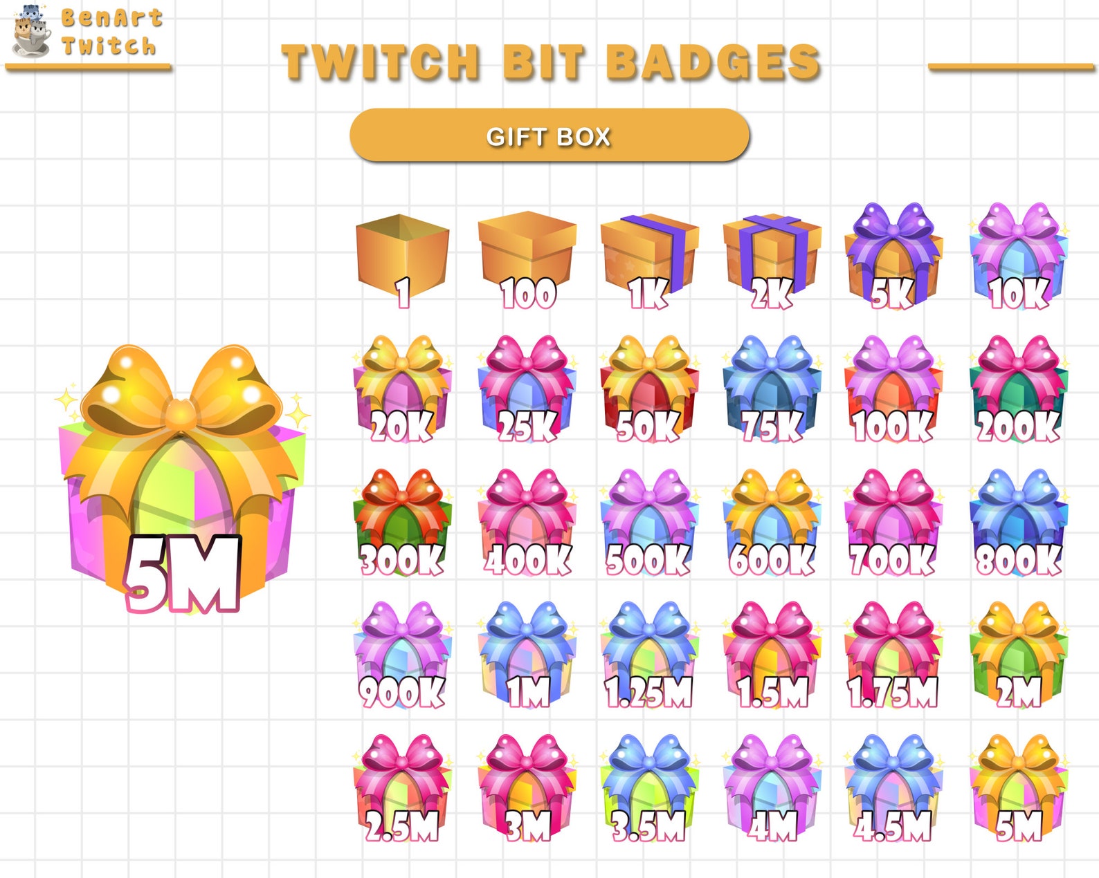 30x Cute Christmas Gift Boxs Twitch Bit Badges, Xmas Gift Twitch Badges ...